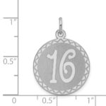 Sterling Silver Rhodium-plated Sweet Sixteen Disc Charm - Image 4