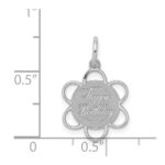 Sterling Silver Rhodium-plated Happy Birthday Disc Charm - Image 4