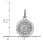 Sterling Silver Rhodium-plated Happy Birthday Disc Charm - Image 4