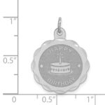 Sterling Silver Rhodium-plated Happy Birthday Disc Charm - Image 4