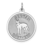 Sterling Silver Rhodium-plated German Shepherd Disc Charm