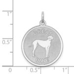 Sterling Silver Rhodium-plated Great Dane Disc Charm - Image 3