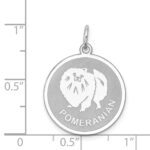 Sterling Silver Rhodium-plated Pomeranian Disc Charm - Image 3