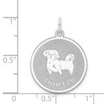 Sterling Silver Rhodium-plated Shih Tzu Disc Charm - Image 3