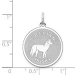 Sterling Silver Rhodium-plated Siberian Husky Disc Charm - Image 3