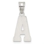 Sterling Silver Rhodium-plated Letter A Initial Pendant - Image 4
