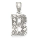 Sterling Silver Rhodium-plated Letter B Initial Pendant
