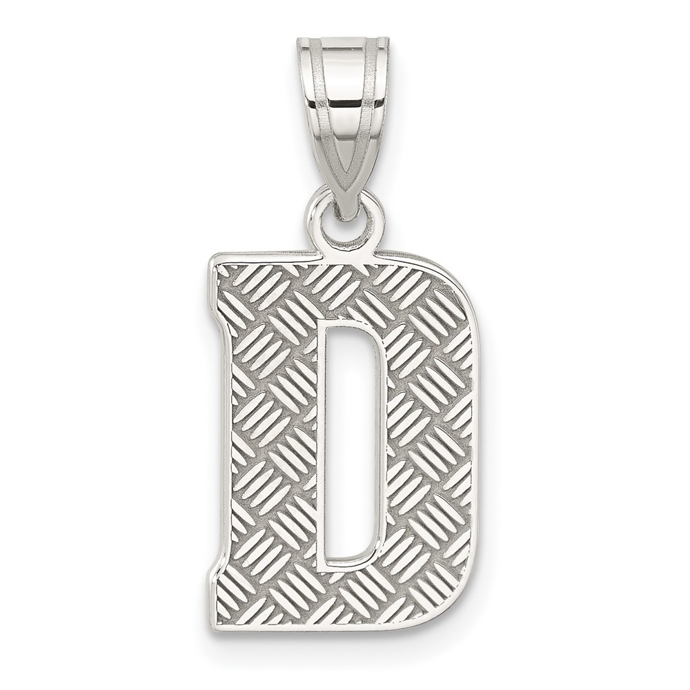 QC2762D.jpg Sterling Silver Rhodium-plated Letter D Initial Pendant - Image 1