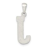 Sterling Silver Rhodium-plated Letter J Initial Pendant - Image 4