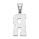 Sterling Silver Rhodium-plated Letter R Initial Pendant - Image 4