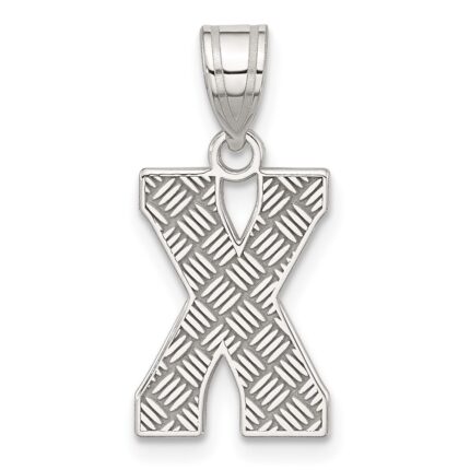 Sterling Silver Rhodium-plated Letter X Initial Pendant