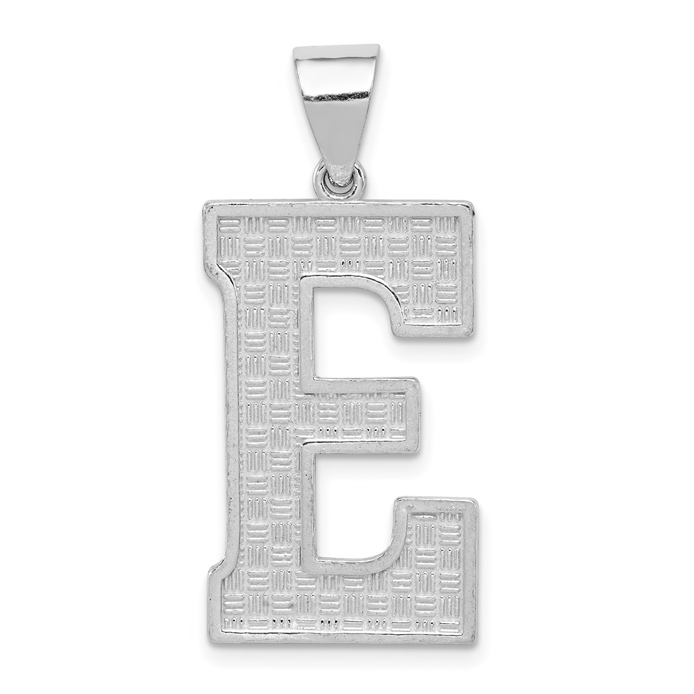 QC2766E.jpg Sterling Silver Rhodium-plated Letter E Initial Pendant - Image 1
