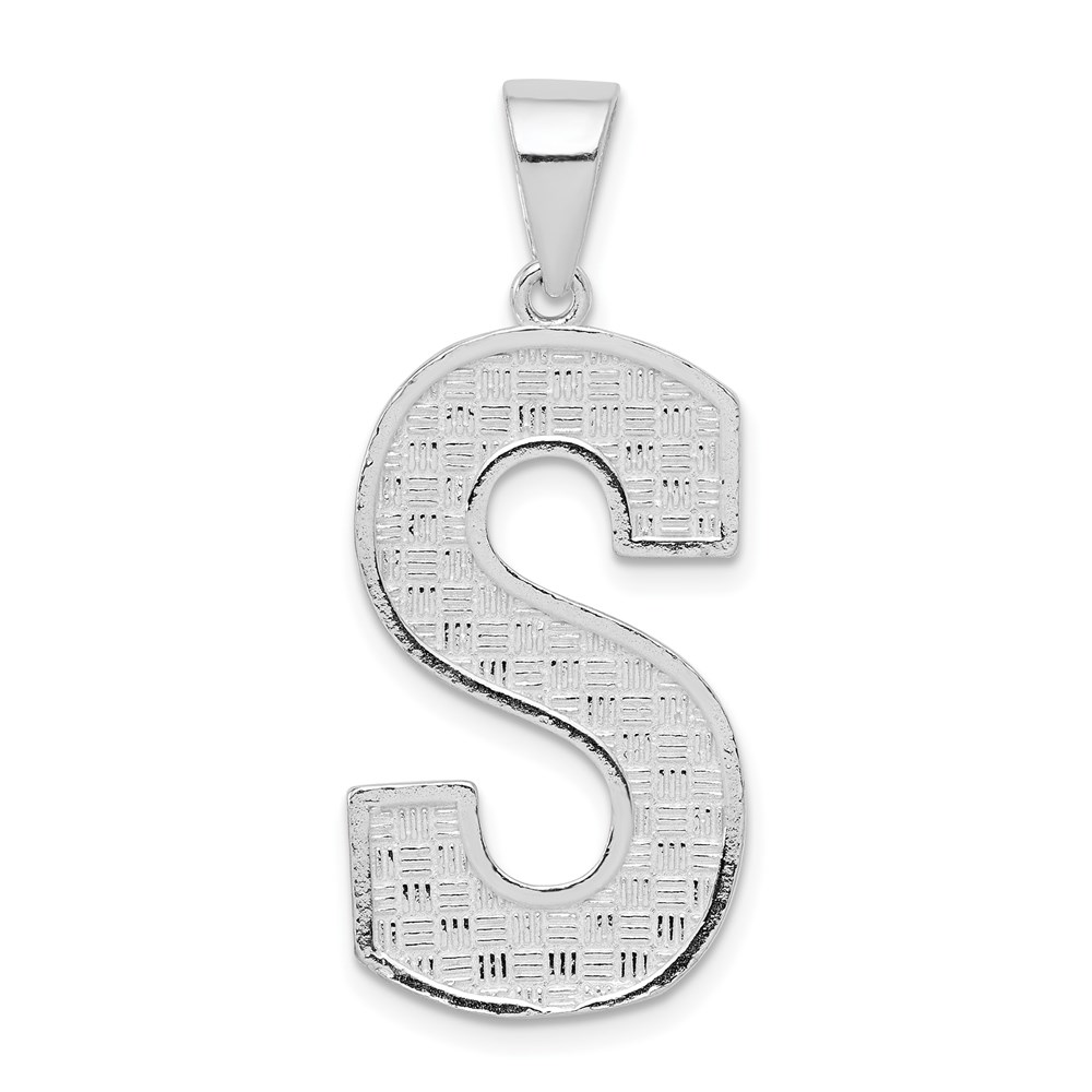 QC2766S.jpg Sterling Silver Rhodium-plated Letter S Initial Pendant - Image 1