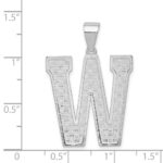 Sterling Silver Rhodium-plated Letter W Initial Pendant - Image 4