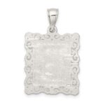 Sterling Silver Square Diamond-cut Letter B Initial Pendant - Image 4