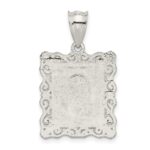 Sterling Silver Square Diamond-cut Letter O Initial Pendant - Image 3