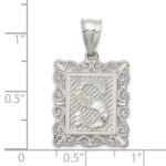 Sterling Silver Square Diamond-cut Letter S Initial Pendant - Image 3