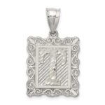 Sterling Silver Square Diamond-cut Letter T Initial Pendant