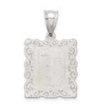 Sterling Silver Square Diamond-cut Letter T Initial Pendant - Image 4