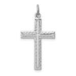 Sterling Silver Platinum-plated Cross Charm