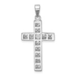 Sterling Silver Rhodium-plated CZ Cross Pendant - Image 4