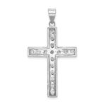 Sterling Silver Rhodium-plated CZ Latin Cross Pendant - Image 4