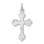 Sterling Silver Platinum-plated Blue Enameled Budded Cross Charm - Image 4