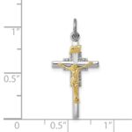 Sterling Silver Platinum-plated & Vermeil INRI Crucifix Charm - Image 3