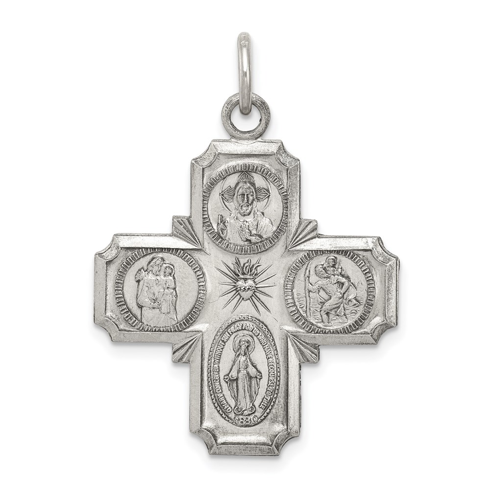 QC3468.jpg Sterling Silver Antiqued 4-way Medal - Image 1