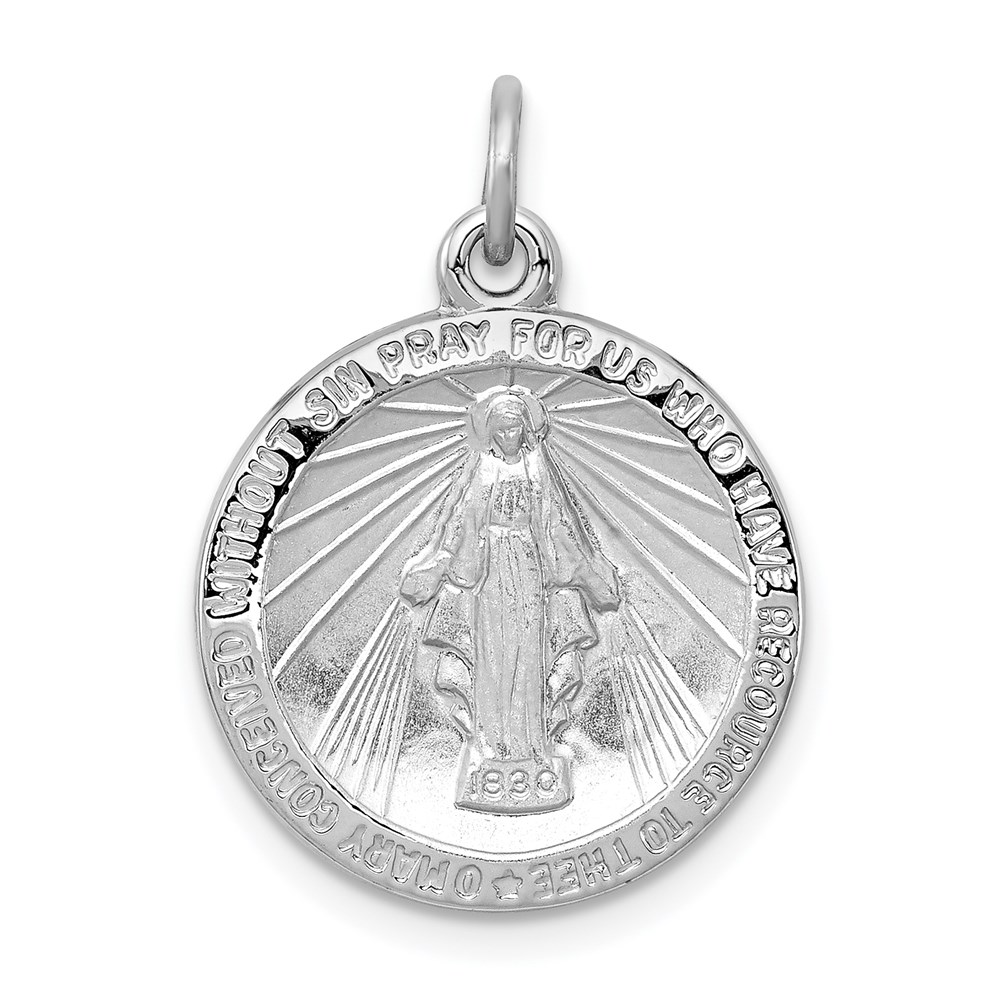 QC3481.jpg Sterling Silver Platinum-plated Miraculous Medal - Image 1