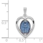 Sterling Silver Platinum-plated Miraculous Heart Medal - Image 3