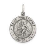 Sterling Silver Antiqued St. Christopher Football Medal