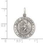 Sterling Silver Antiqued St. Christopher Football Medal - Image 4