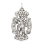 Sterling Silver Antiqued Saint Florian Medal