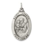 Sterling Silver Antiqued Saint Joseph Medal
