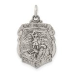 Sterling Silver Antiqued St. Michael Badge Medal