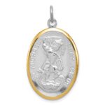 Sterling Silver Reversible Platinum-plated & Vermeil St. Michael Medal