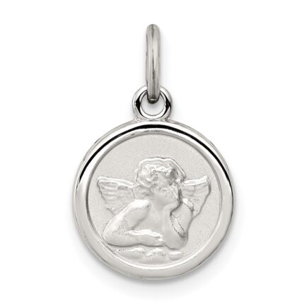 Sterling Silver Platinum-plated Angel Medal Charm