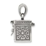 Sterling Silver Antiqued Square Prayer Box Pendant - Image 2