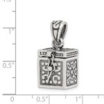 Sterling Silver Antiqued Square Prayer Box Pendant - Image 3