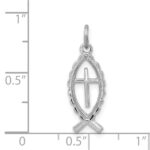 Sterling Silver Platinum-plated Ichthus Fish Charm - Image 4