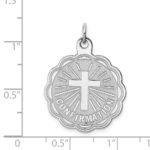 Sterling Silver Rhodium-plated Confirmation Disc Charm - Image 4