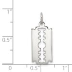 Sterling Silver Rhodium-plated Razor Blade Polished Charm - Image 3