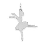 Sterling Silver Rhodium-plated Ballerina Polished Charm - Image 3