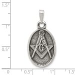 Sterling Silver Antiqued Masonic Pendant - Image 3