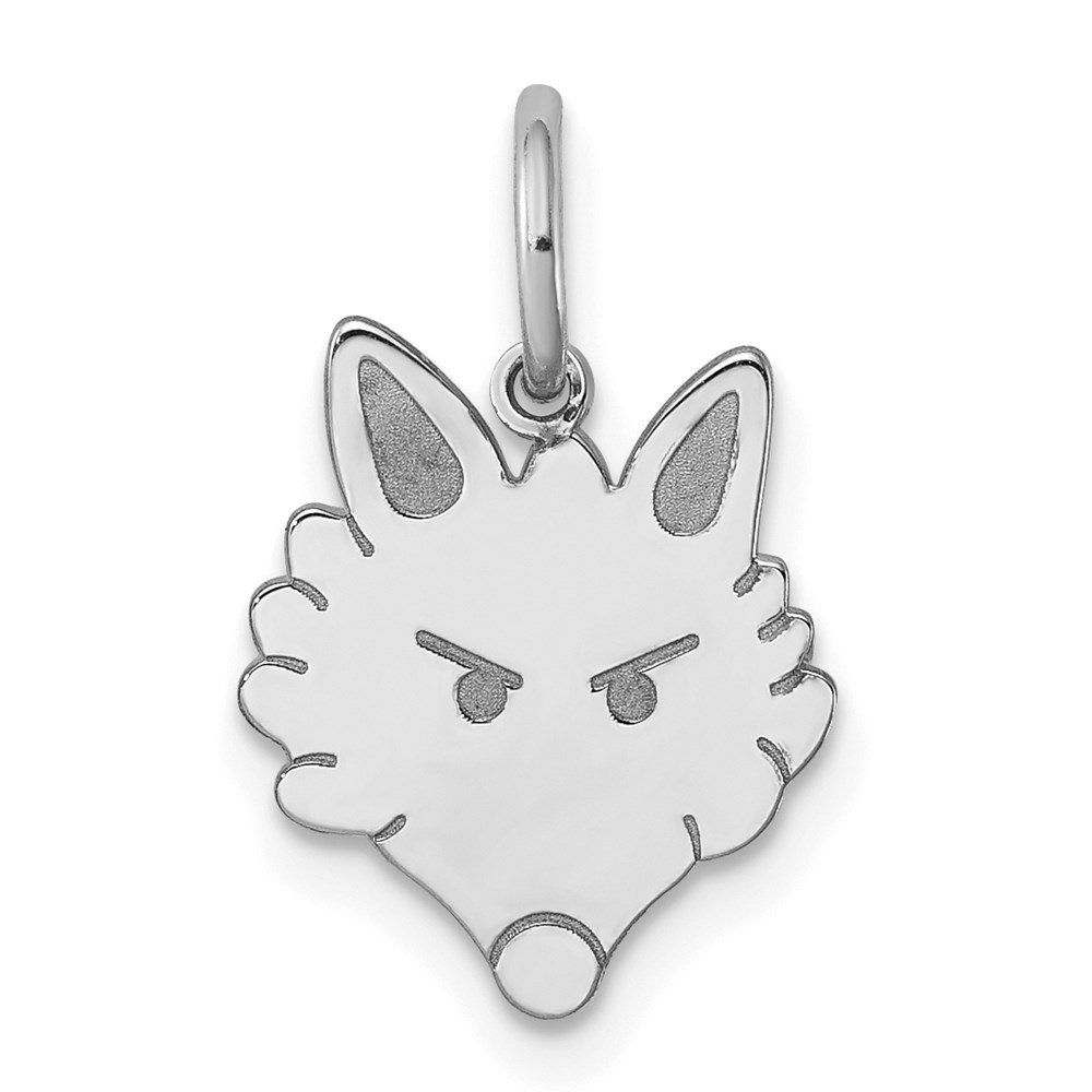 QC4071.jpg Sterling Silver Rhodium-plated Fox Head Polished Front/Satin Back Charm - Image 1