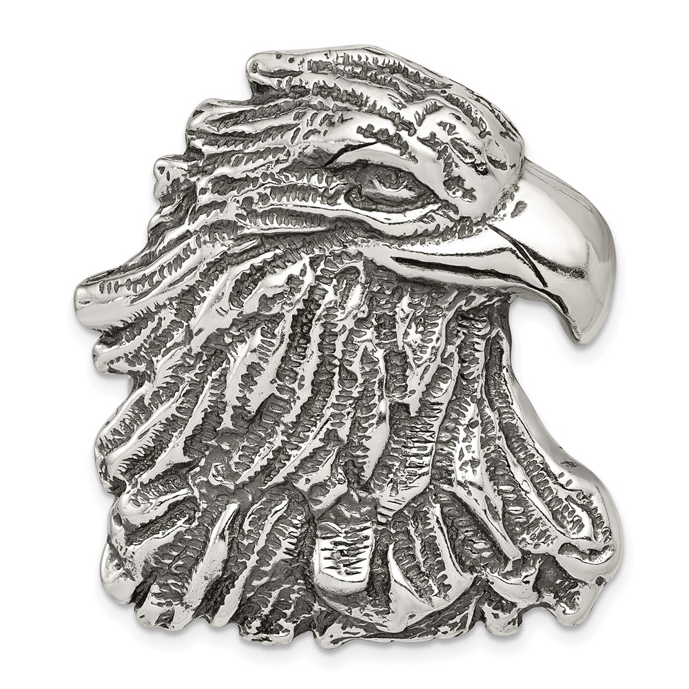 QC4083.jpg Sterling Silver Antiqued Eagle Head Pendant - Image 1