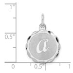 Sterling Silver Rhodium-plated Brocaded Letter A Initial Charm - Image 4
