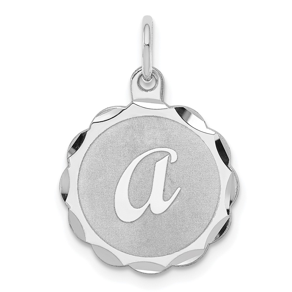 QC4161A.jpg Sterling Silver Rhodium-plated Brocaded Letter A Initial Charm - Image 1