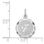 Sterling Silver/Rhodium-plated Brocaded Letter F Initial Pendant - Image 4
